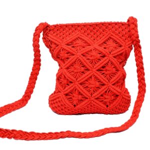 NISA Handmade Straw Bag Travel Beach Fishing Net Handbag Shopping Woven Shoulder Bag for Women