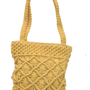 NISA Handmade Straw Bag Travel Beach Fishing Net Handbag Shopping Woven Shoulder Bag for Women with Stitched Lining Yellow