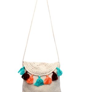 NISA Women Straw Crossbody Handbag Purse Shoulder Handbag Clutch Evening Summer Beach Handmade Woven Evenlope Straw Bag Off-White